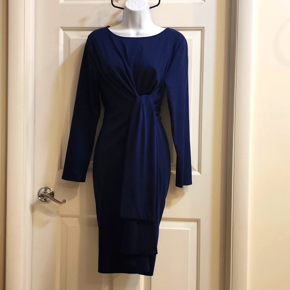 NWT- J Crew navy blue tie front dress